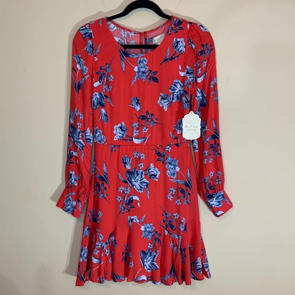 Altar’d State Red floral long sleeve Fit and Flare Dress Womens Size XS - Picture 12 of 12